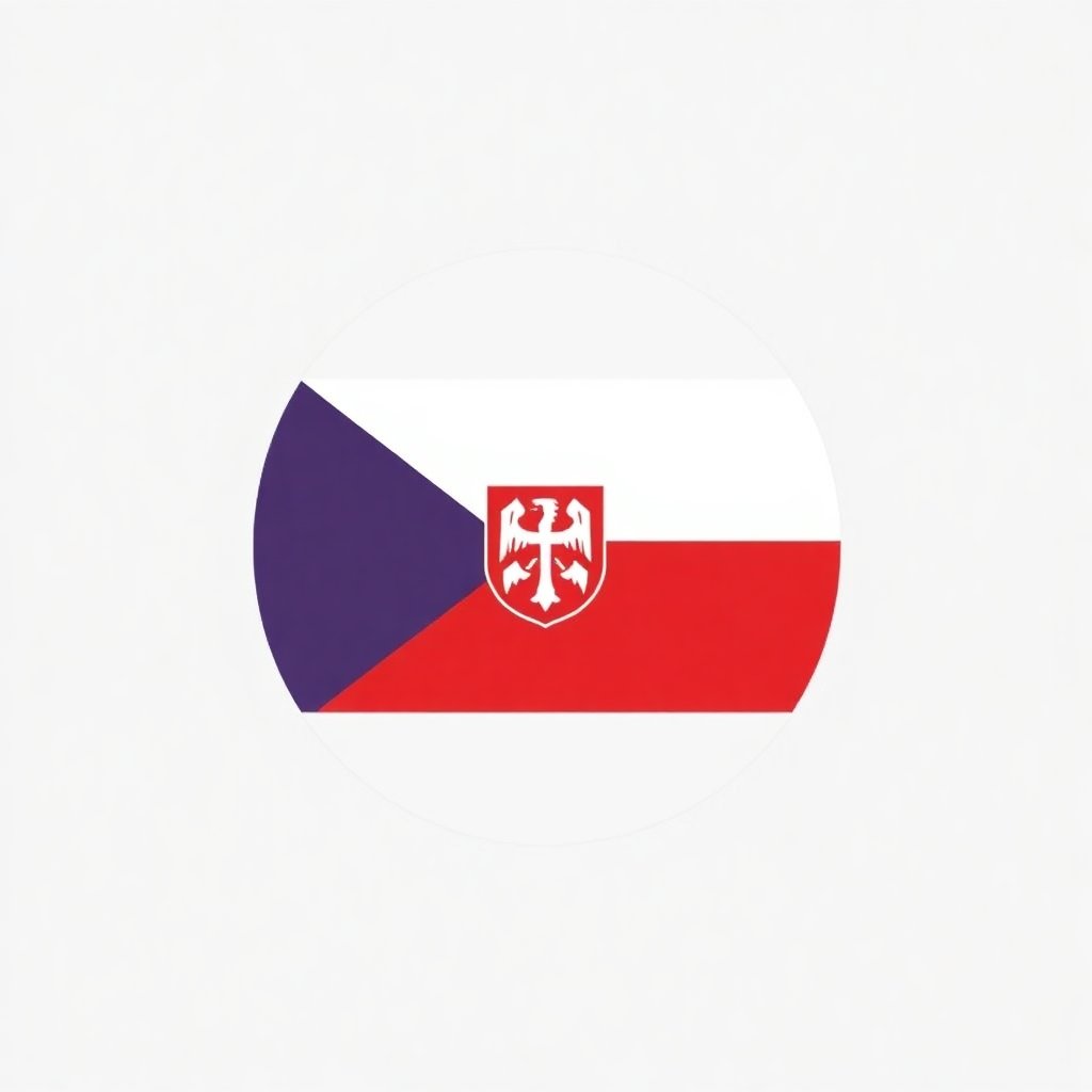 small round flat icon of czech republic flag