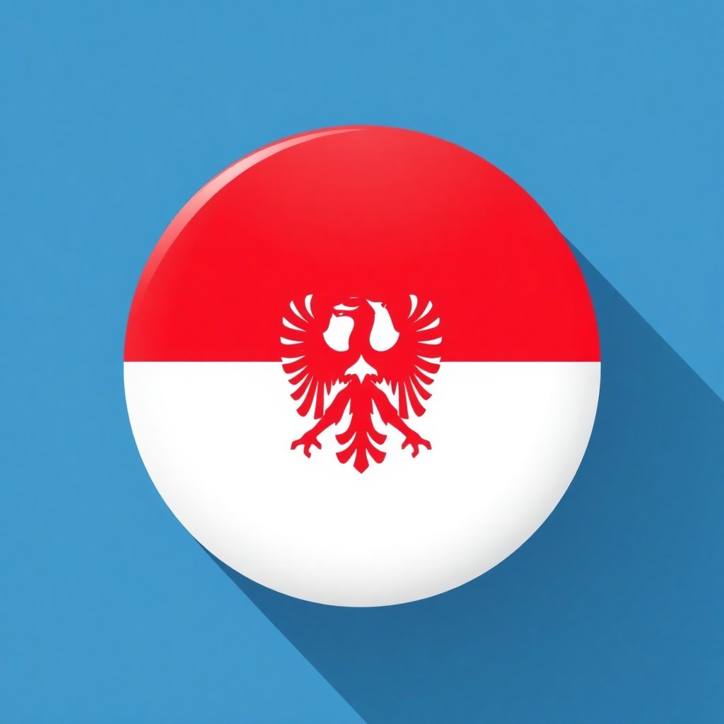 small round flat icon of poland flag