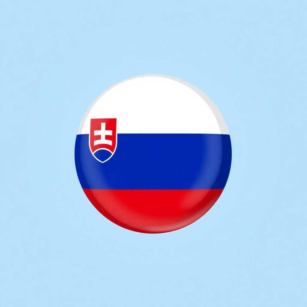 small round flat icon of slovakia flag